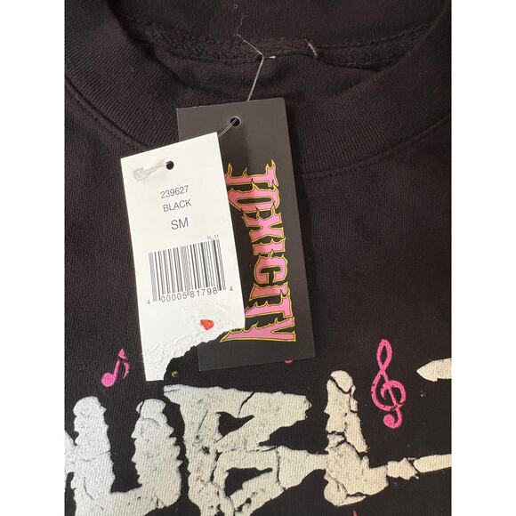 Toxicity Trouble in Paradise Tee Sz S Black Y2K Butterfly Love Hard - Picture 5 of 5